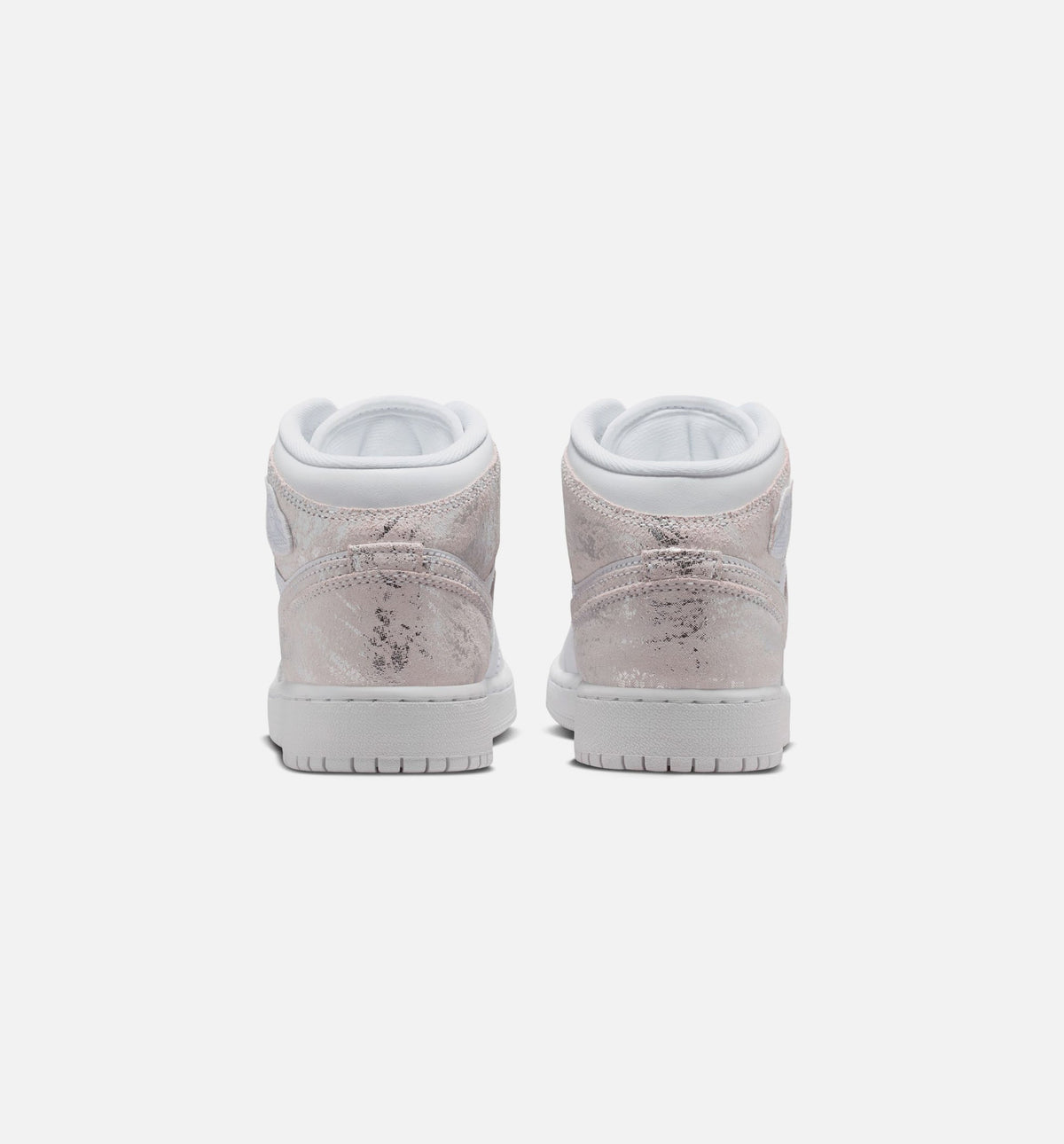 Air Jordan 1 Mid SE Grade School Sneakers - White / Silver