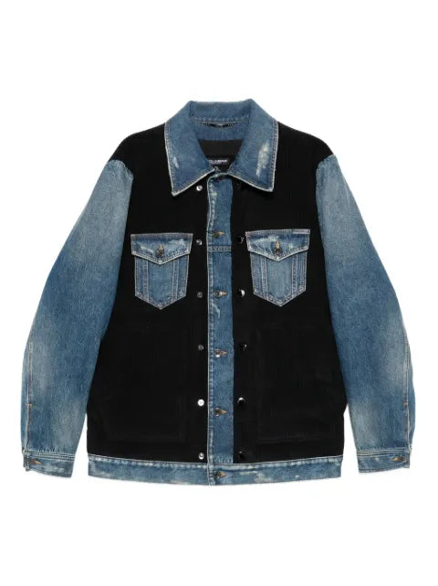 Dolce & Gabbana denim-panelled corduroy jacket