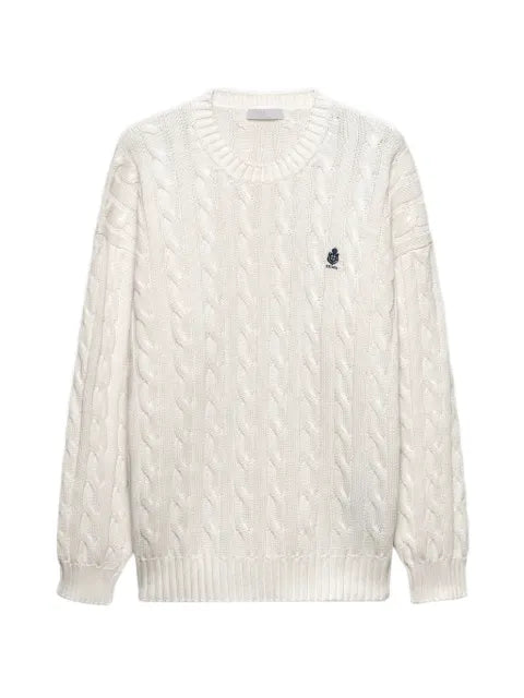 Prada cable-knit logo-embroidered sweater