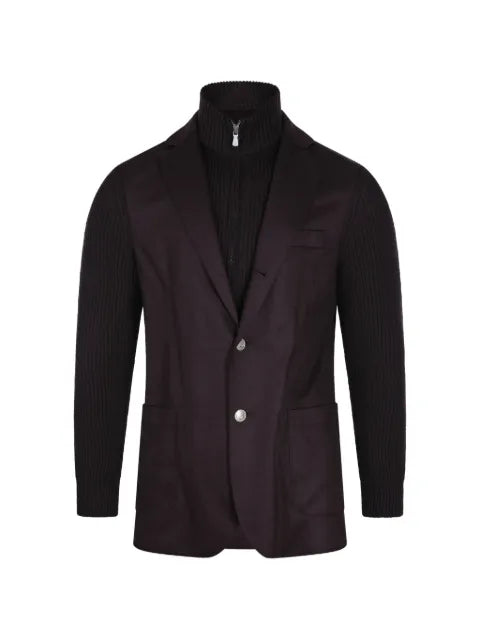 Eleventy layered-style rib-knit jacket