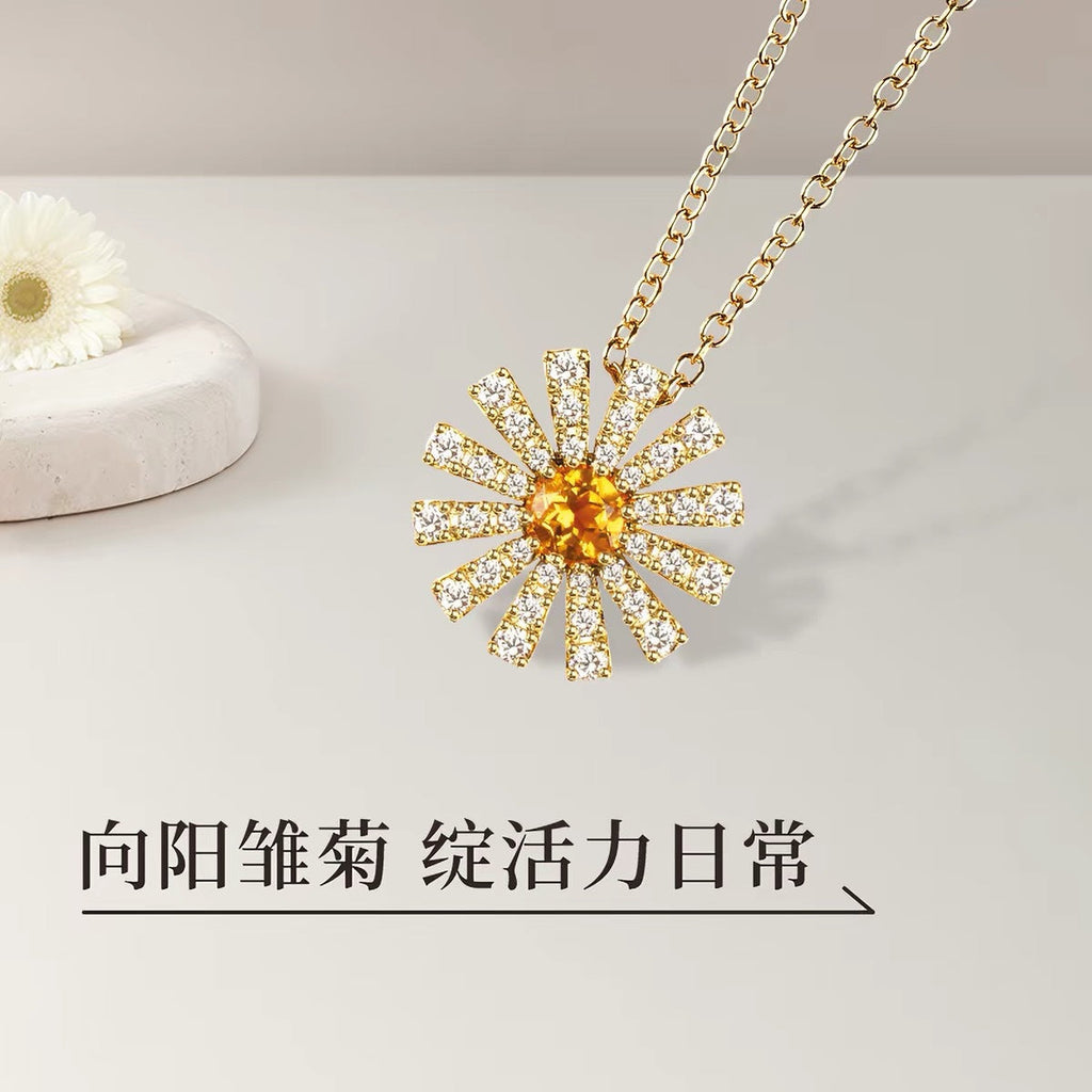 Damiani Style Floral Cubic Zirconia 18K Gold-Plated Necklace