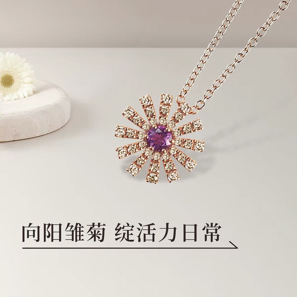 Damiani Style Floral Cubic Zirconia 18K Gold-Plated Necklace