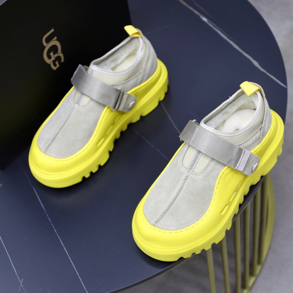 UGG Gray Neon-Yellow Strap Platform Shoes