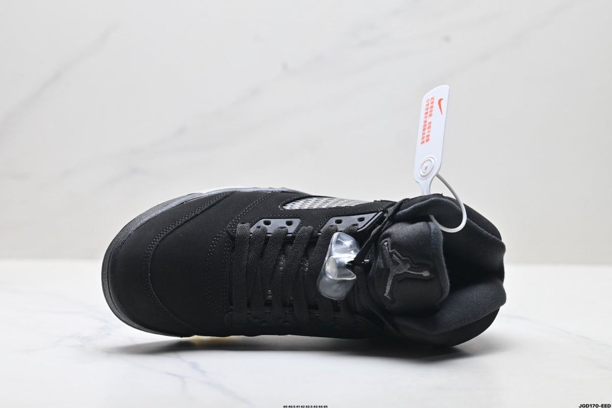 Air Jordan 5 Retro Black Metallic Silver Sneakers