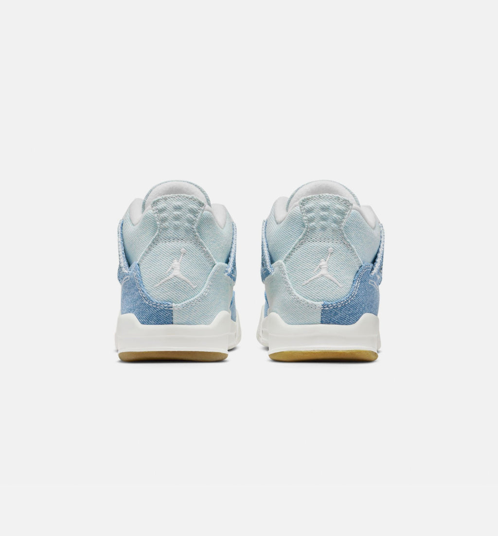 Air Jordan 4 Retro Worn Blue | Preschool Lifestyle Shoe | Sail/Worn Blue/Metallic Gold