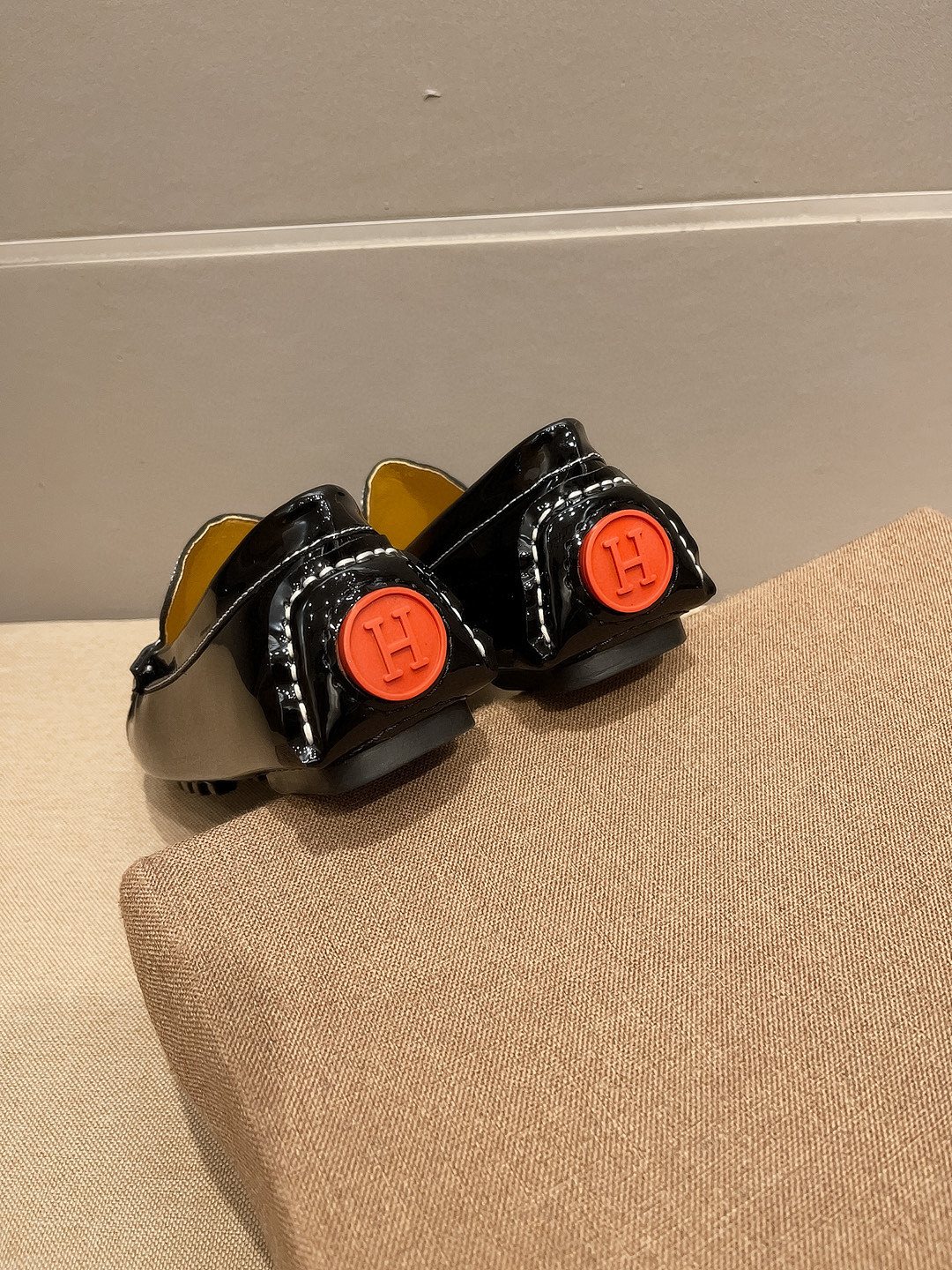 Hermès Black Textured Loafers