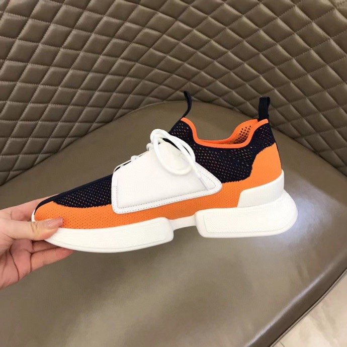 Black Orange & White Knit-Look Sneakers