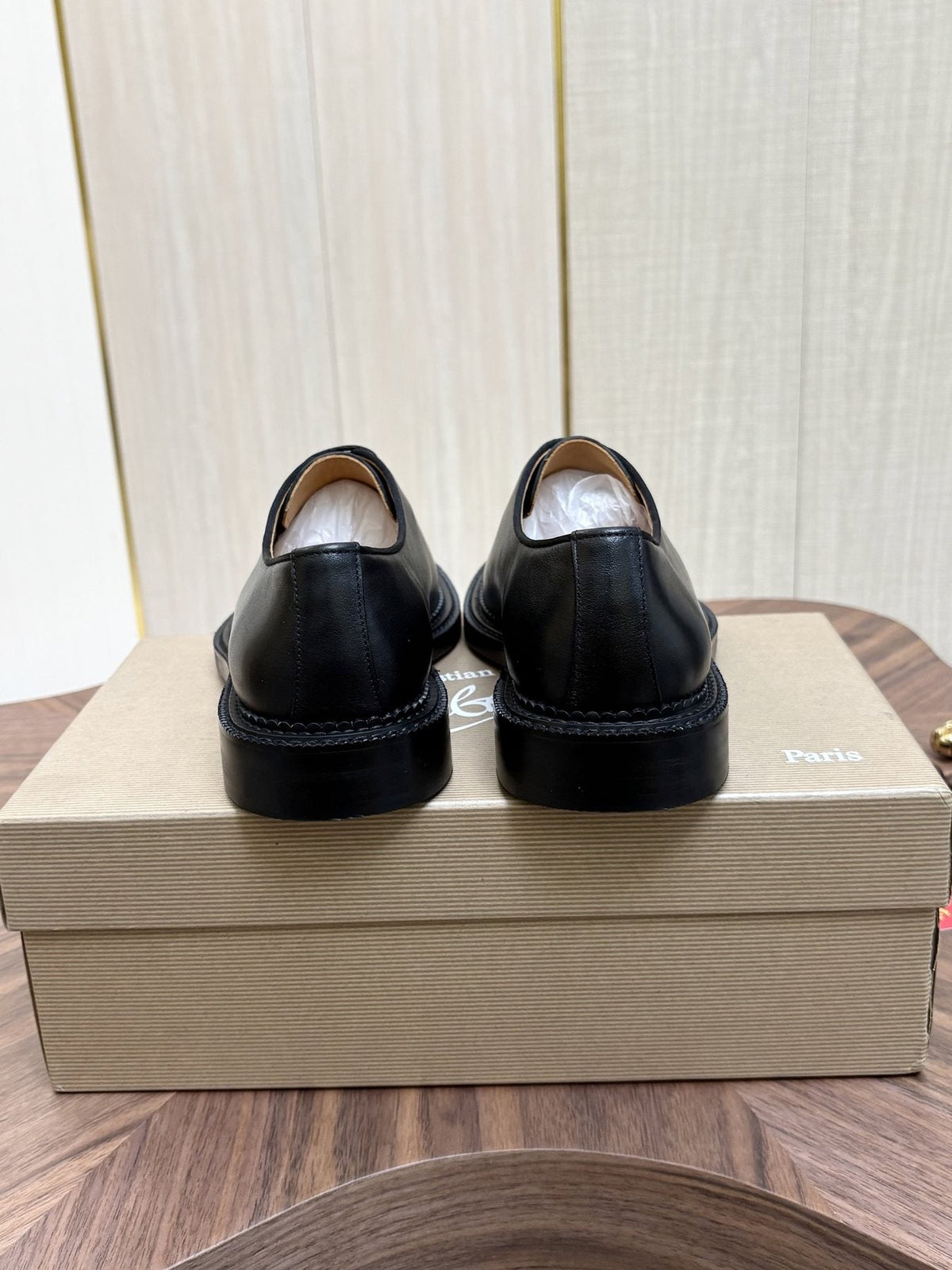 Christian Louboutin Black Lace-Up Dress Shoes with Red Outsole