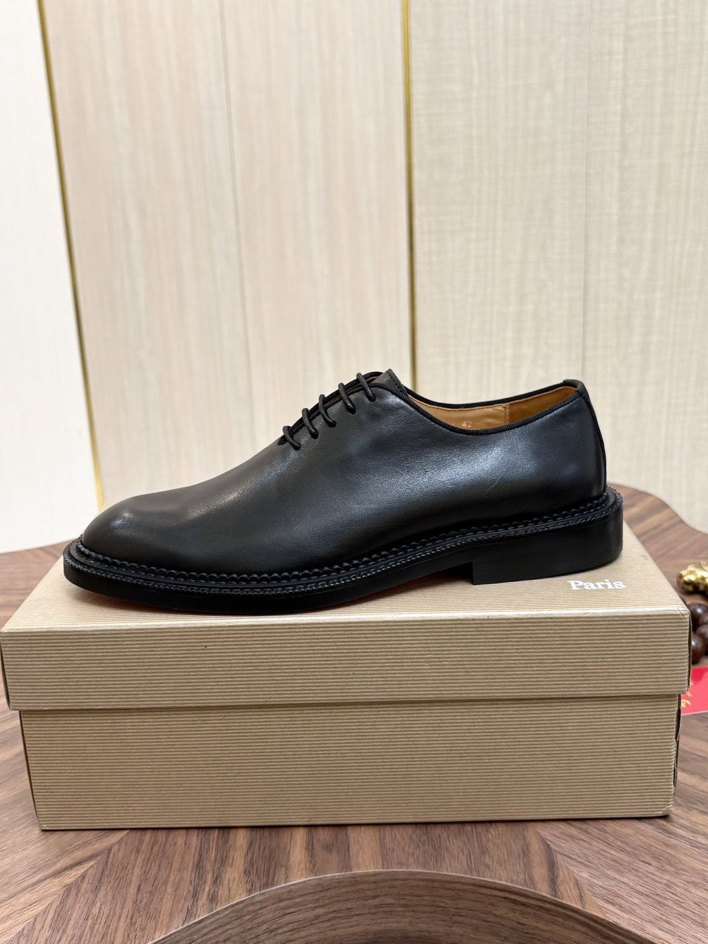 Christian Louboutin Black Lace-Up Dress Shoes with Red Outsole