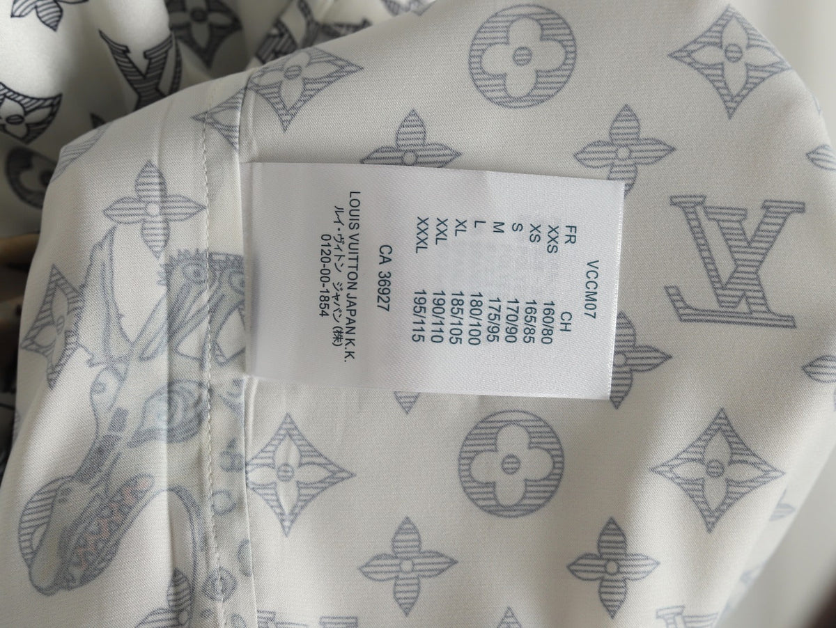 Louis Vuitton Animal and Monogram-Style Long-Sleeve Shirt - White